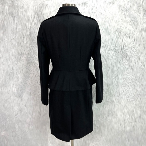 Banana Republic Black Wool Coat Jacket Peplum‎ Ladycoat Classic Going Out Party - Picture 7 of 16